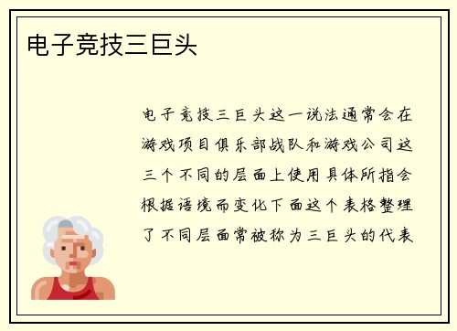 电子竞技三巨头
